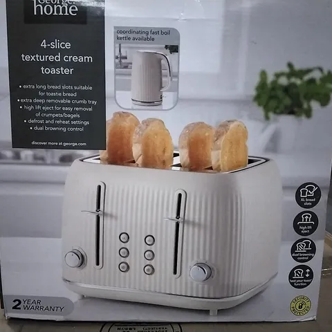 BOXED 4-SLICE TEXTURED CREAM TOASTER 