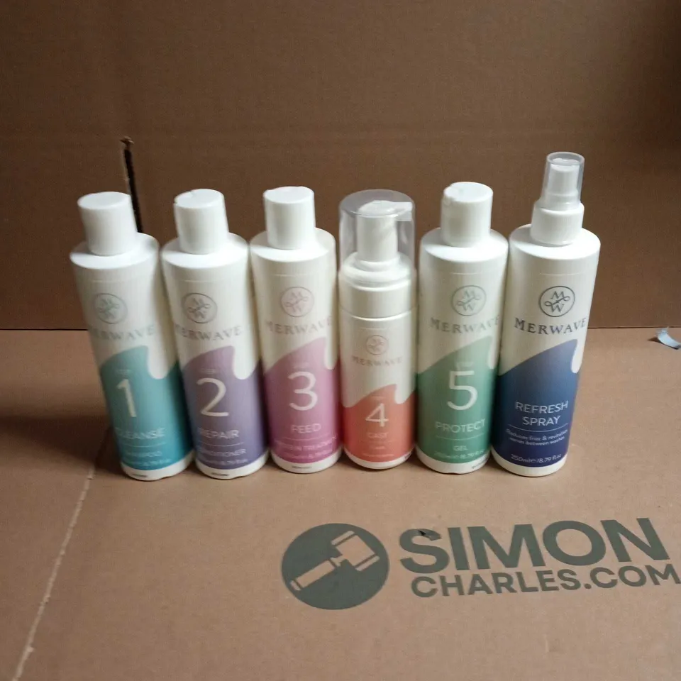 MERWAVE 6 PIECE HAIRCARE SET TO INCLUDE SHAMPOO, CONDITIONER AND REFRESH SPRAY