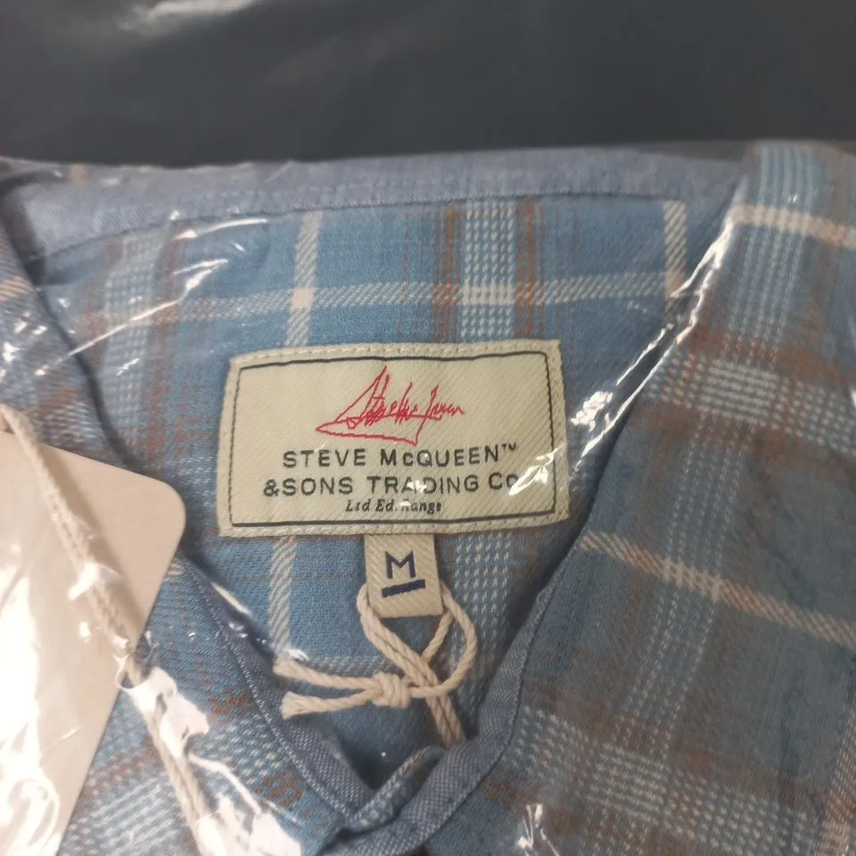 STEVE MCQUEEN & SONS TRADING CO BLUE PLAID SHIRT – SIZE M