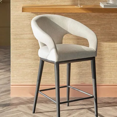 BOXED DANETTI HEATH IVORY DUAL TONE FABRIC BAR STOOL