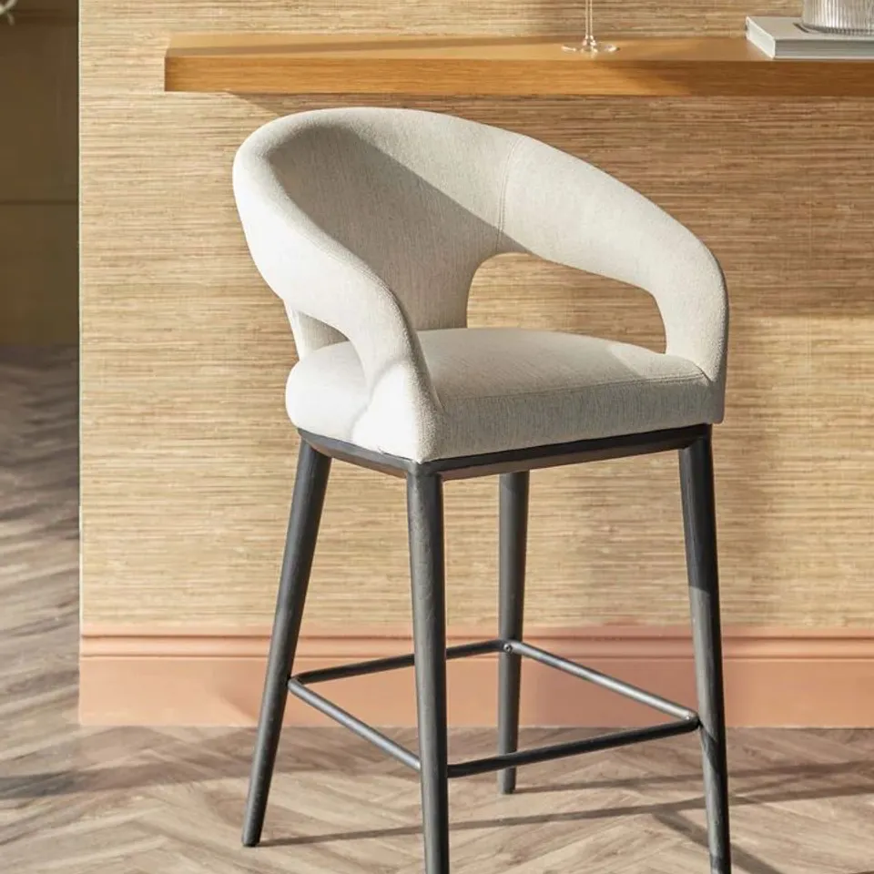 BOXED DANETTI HEATH IVORY DUAL TONE FABRIC BAR STOOL