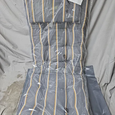 PAIR OF HOMEOUTFIT24 SUN GARDEN STRIPED OUTDOOR CHAIR CUSHION – GREY WITH WHITE & MUSTARD STRIPES