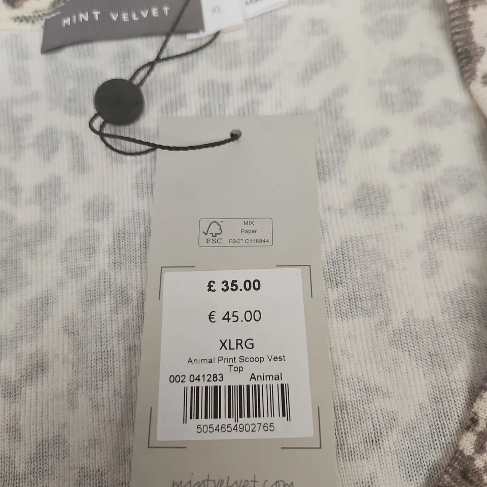 MINT VELVET ANIMAL PRINT SCOOP VEST TOP – UK XL (WOMEN'S)