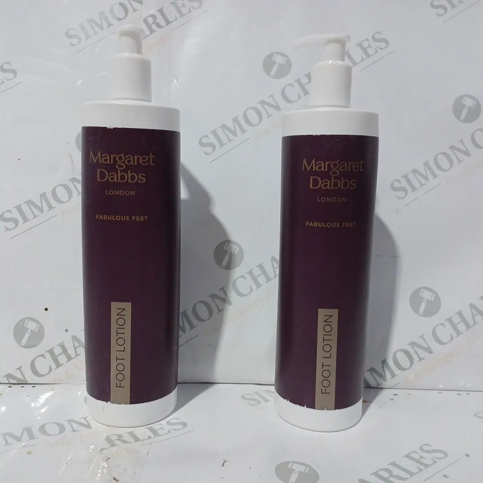 BOXED PAIR OF MARGARET DABS FABULOUS FEET FOOT LOTION BOTTLES (600ML)