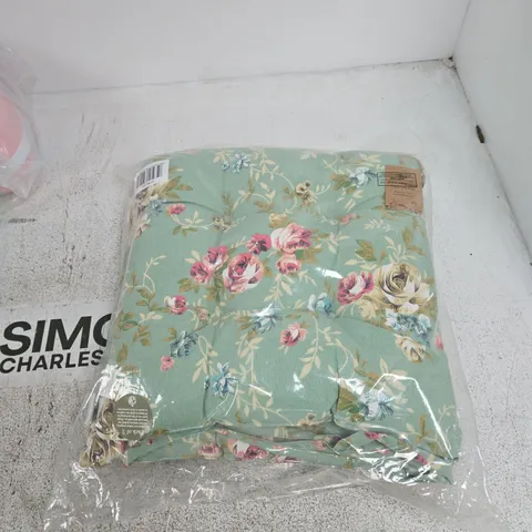 DIBOR S/2 OUTDOOR FLORAL GREEN SEAT PADS
