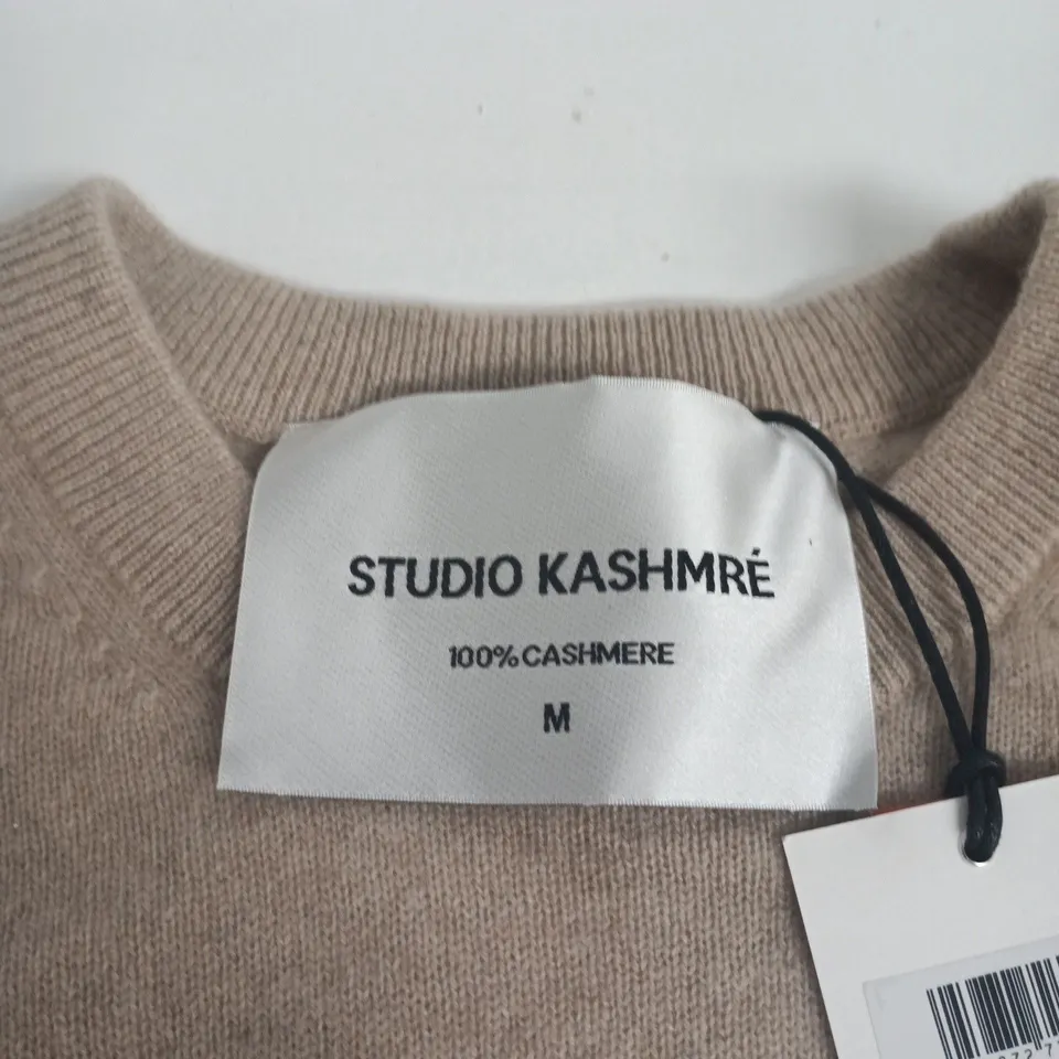 STUDIO KASHMRÉ 100% CASHMERE SWEATER – BEIGE, UK M