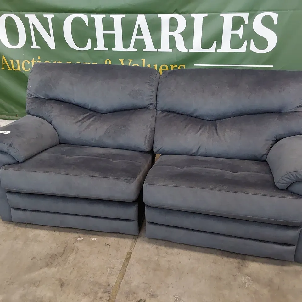 QUALITY BRITISH DESIGNER G PLAN STRATFORD POWER RECLINING THREE SEATER SOFA PRAMA MIDNIGHT FABRIC