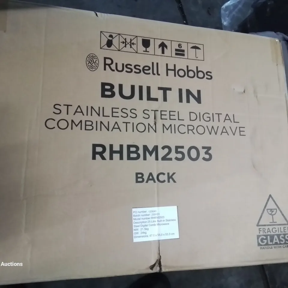 BOXED BRAND NEW RUSSELL HOBBS BUILT IN STAINLESS STEEL DIGITAL MICROWAVE RHBM2503