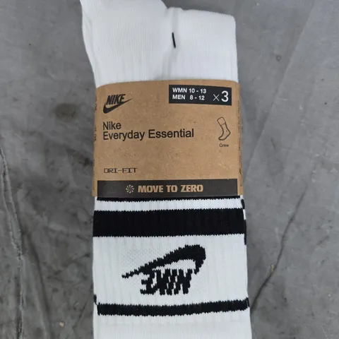 NIKE EVERYDAY ESSENTIAL SOCKS – WHITE – PACK OF 3 - SIZE L