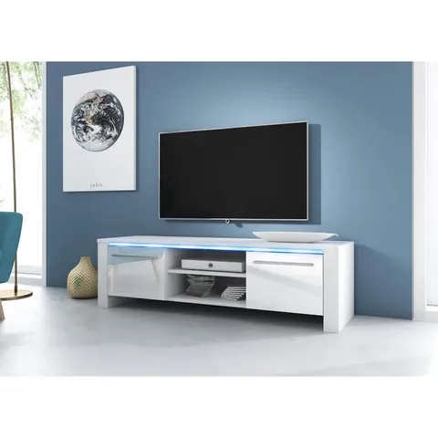 BOXED BARTON-UPON-HUMBER TV STAND FOR TVS UP TO 60" IN WHITE GLOSS (1 BOX)