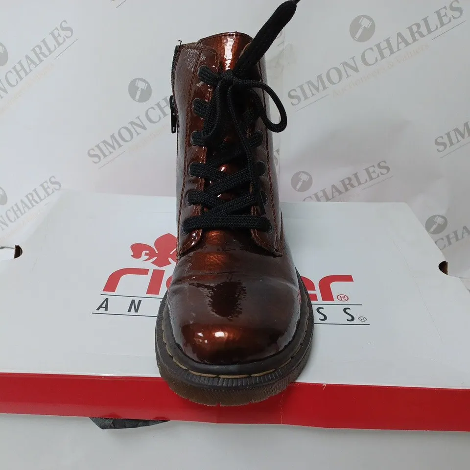 RIEKER LACE ANKLE BOOT BRONZE SIZE 4