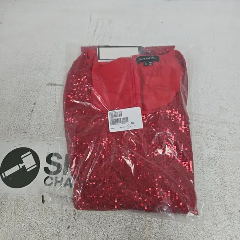 BAGGED SOSANDAR RED SEQUIN DRESS SIZE 16