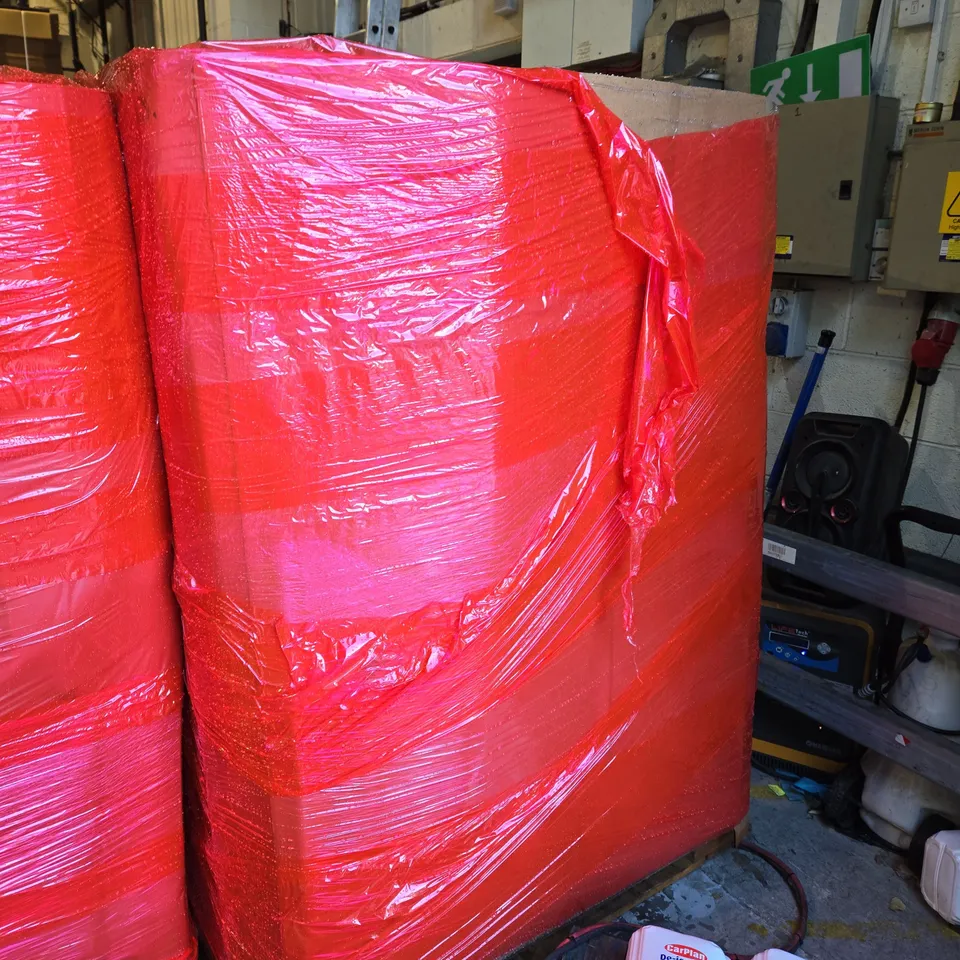 PALLET OF ASSORTED ITEMS TO INCLUDE BOXED FURNITURE , CHAIR MAT AND AIRE COOLER