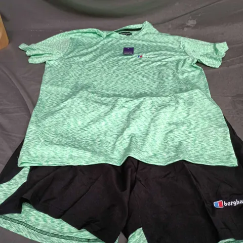 BERGHAUS GREEN MARL TOP & BLACK SHORTS SET – SIZE XL