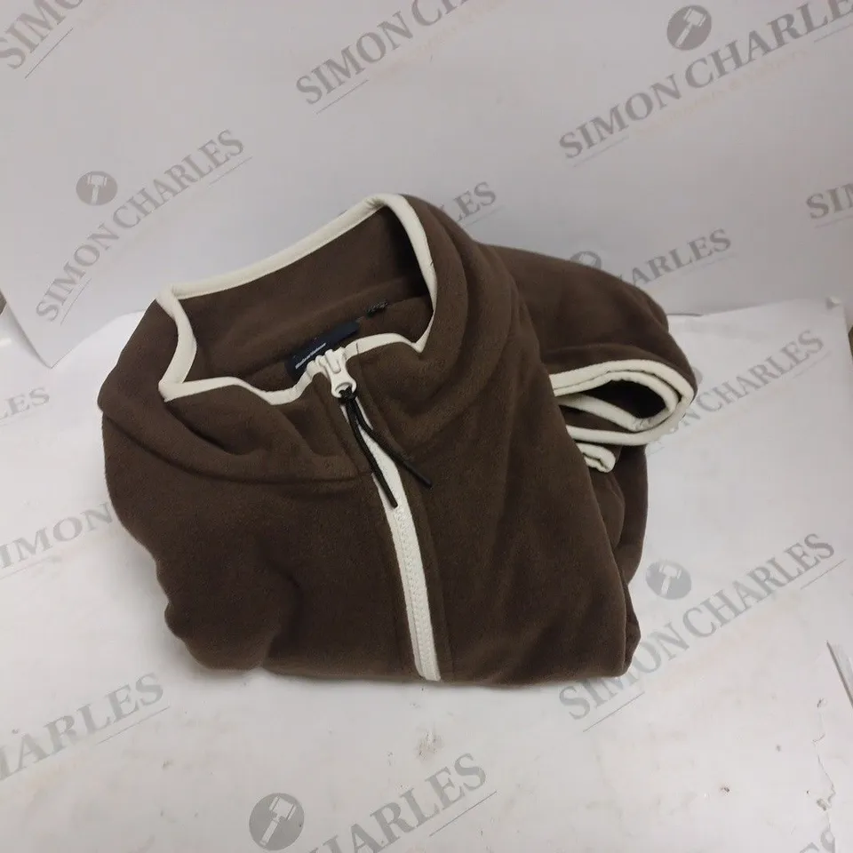 DESIGN OVERSIZED HALF ZIP POLAR FLEECE SWEATSHIRT IN SEAL BROWN - M