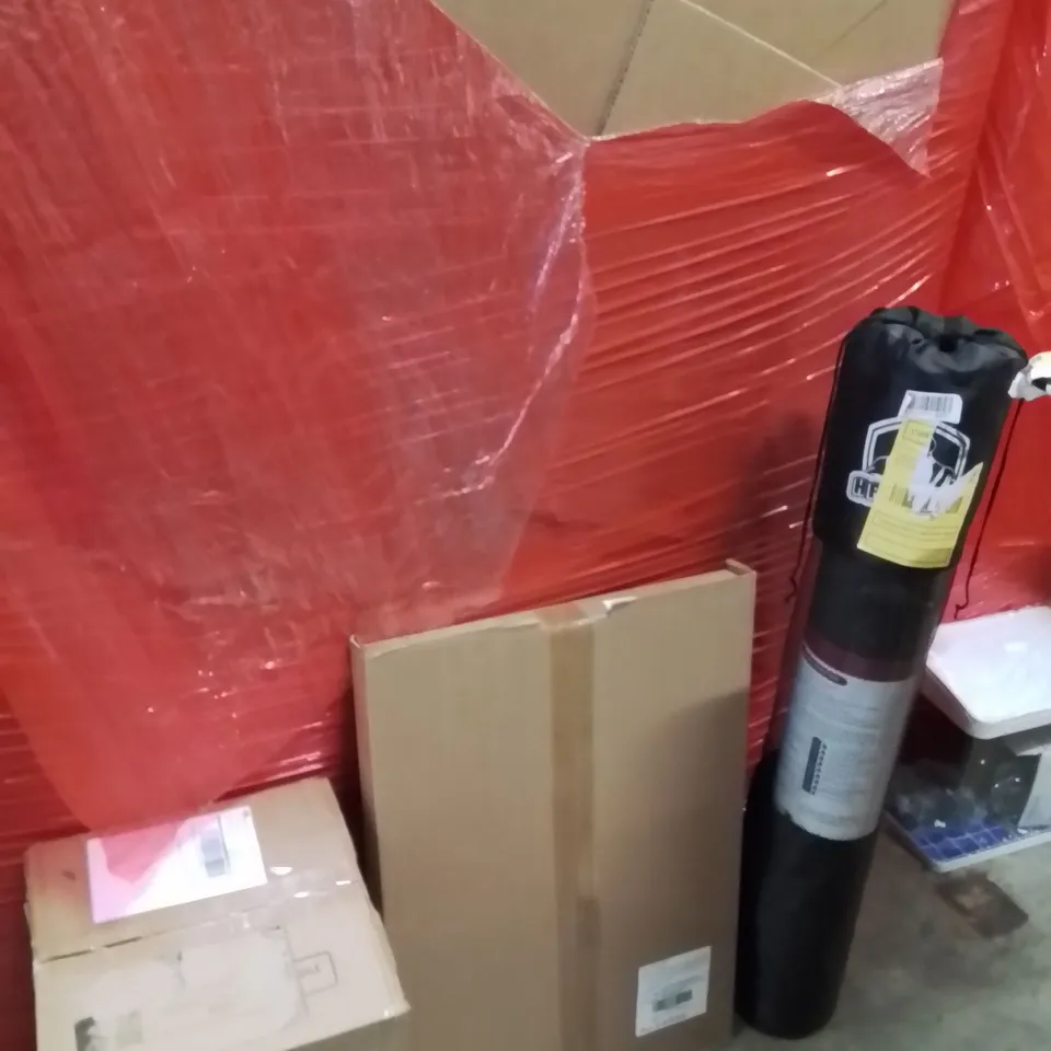 PALLET OF ASSORTED HOUSEHOLD GOODS AND PRODUCTS TO INCLUDE;YOGA MAT,PICTURE FRAME,WATER COUNTERTOP UNIT
