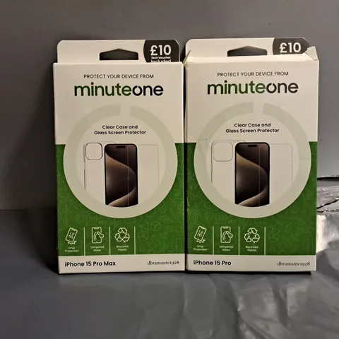 BOX OF APPROXIMATELY 35 MINUTE ONE IPHONE 15 PRO MAX & IPHONE 15 PRO CLEAR CASE & GLASS SCREEN PROTECTOR 