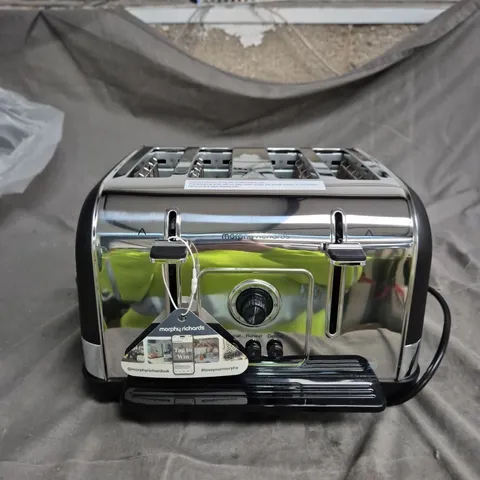 MORPHY RICHARDS VENTURE 4-SLICE TOASTER - BLACK & CHROME (BOXED)