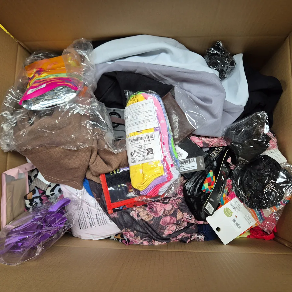 APPROXIMATELY 40 ASSORTED CLOTHING ITEMS IN VARIOUS SIZES, STYLES & COLOURS TO INCLUDE DRESSES, SKIRTS, JOGGERS, ETC - COLLECTION ONLY
