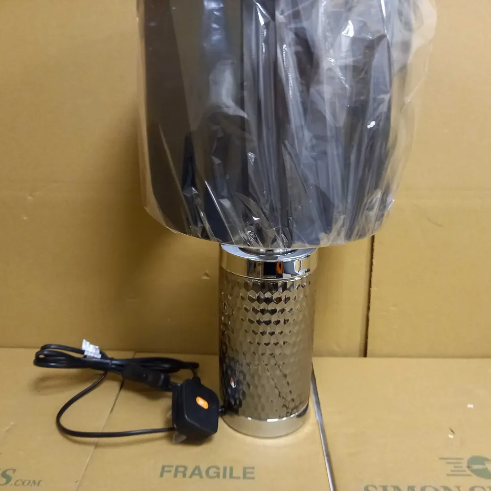 DAR LIGHTING GROUP BUSBY TABLE LAMP - SMOKED GLASS AND POLISHED CHROME EFFECT FINISH