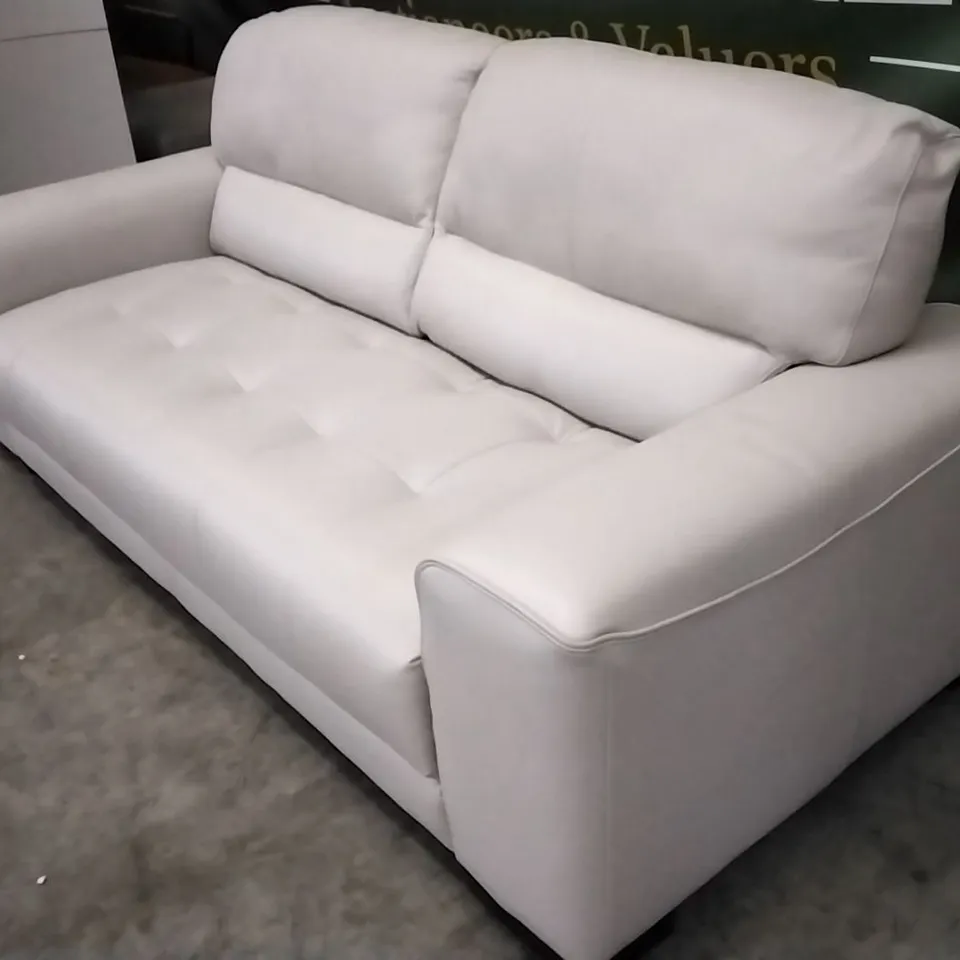 QUALITY ITALIAN DESIGNER MARCOS LARGE 3 SEATER SOFA WHITE GREY LEATHER