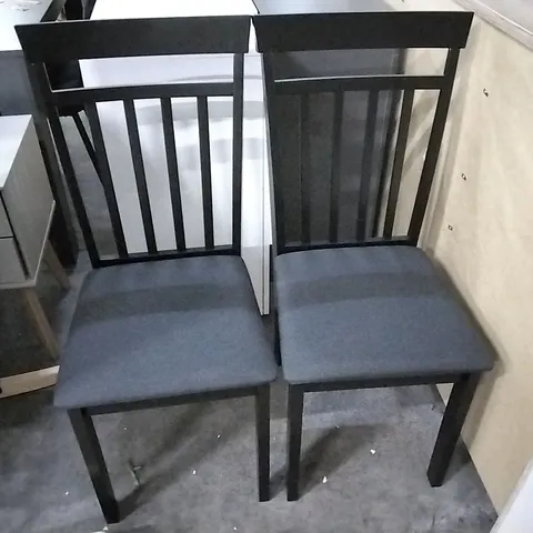 SET OF 2 BLACK WOOD DINING CHAIRS