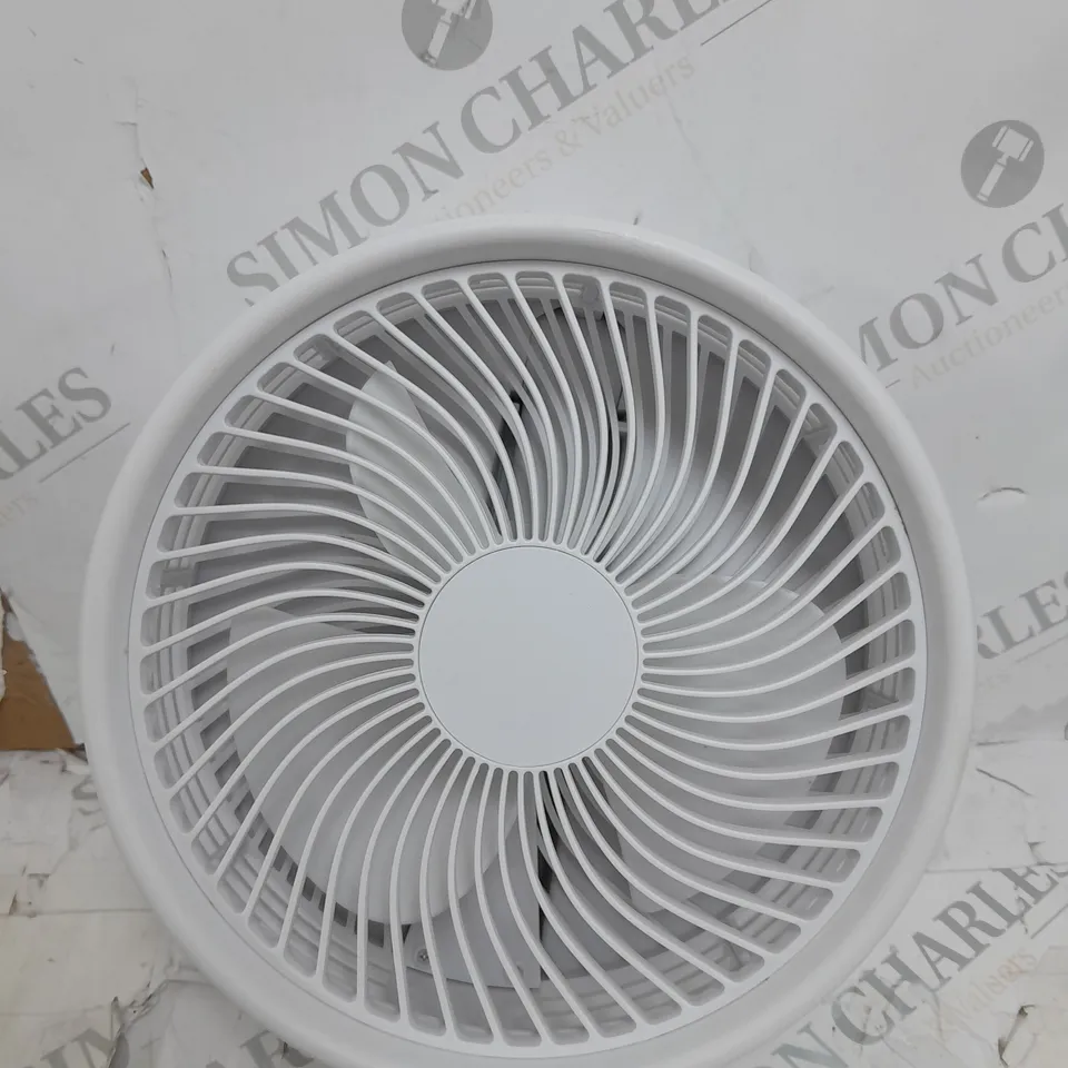 BOXED BELL & HOWELL OSCILLATING FOLDING RECHARGEABLE FAN, WHITE