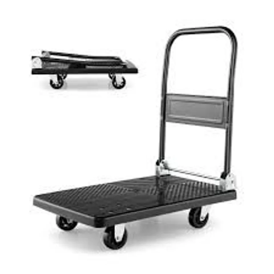 BOXED PUSH CART DOLLY WITH 400KG WEIGHT CAPACITY AND 360° SWIVEL WHEELS-BLACK