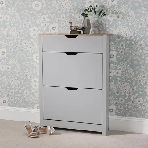 BOXED WINDSOR 16 PAIR SHOE STORAGE CABINET