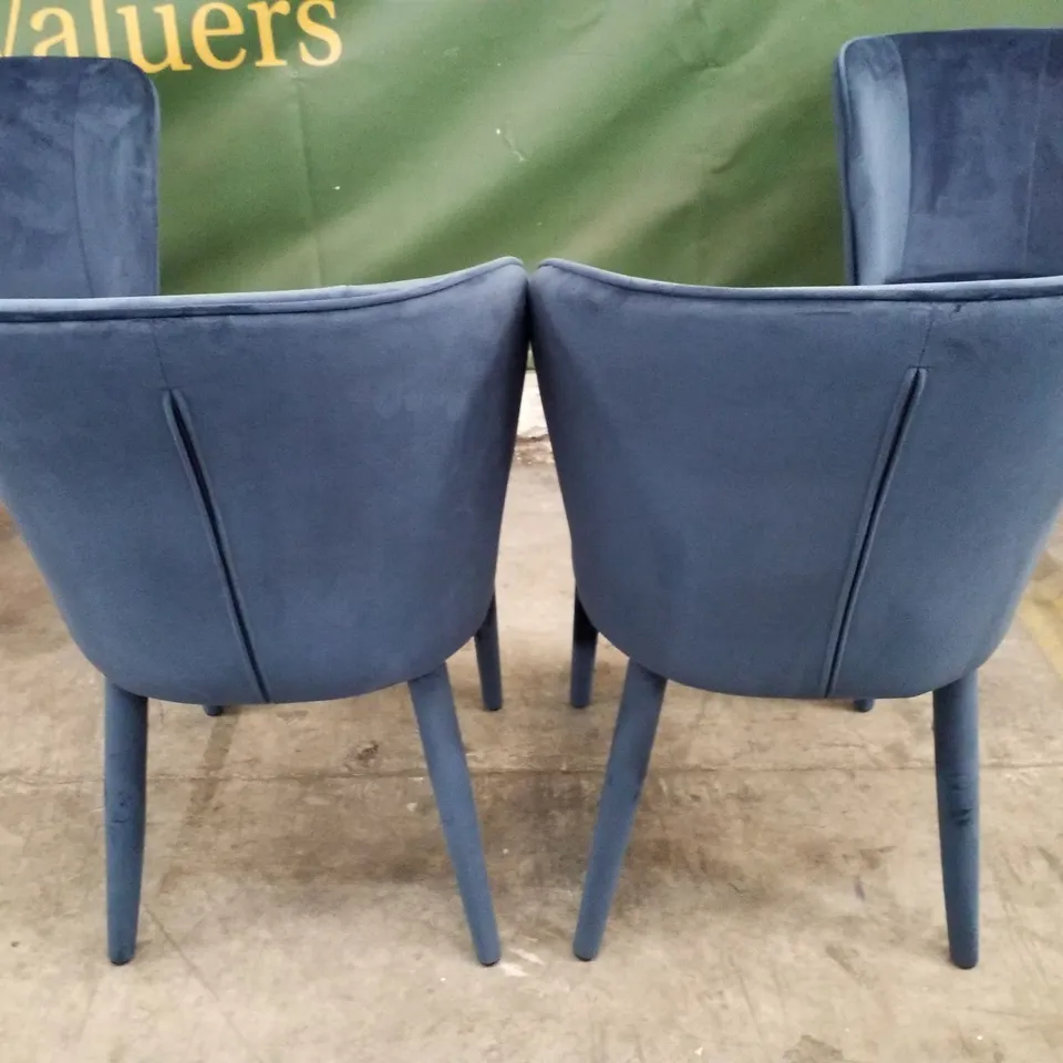 SET OF 4 DARK BLUE VELVET DINING CHAIRS
