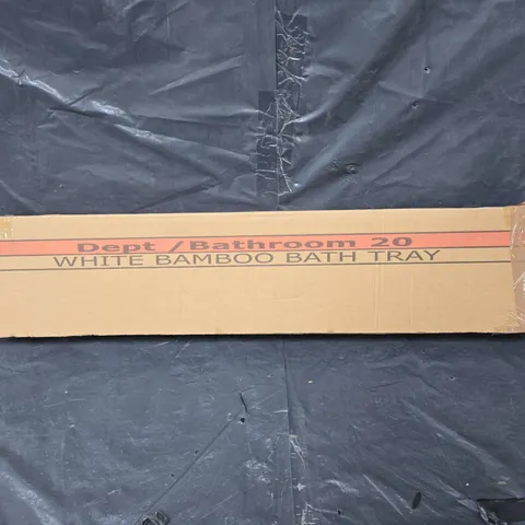 BOXED WHITE BAMBOO BATH TRAY 