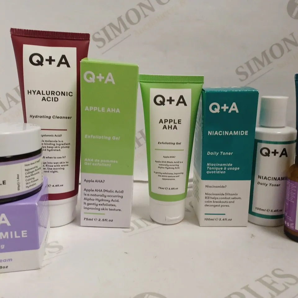 6 Q+A ITEMS INCLUDING ZINC PCA DAILY MOISTURISER (75ML), CHAMOMILE NIGHT CREAM (50G), AZELAIC ACID BALANCING SERUM (30ML)