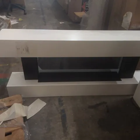 WHITE WALL-MOUNTED ELECTRIC SMART FIRE PLACE WITH SURROUND - 52 INCH - AMBERGLO