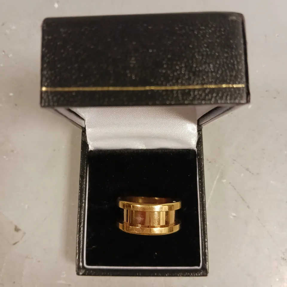 BERING ROSE PLATED BROAD OUTER RING - SIZE 8