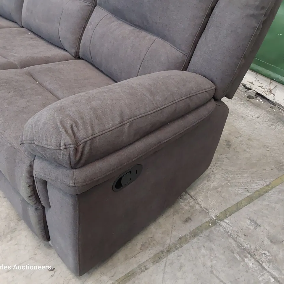DESIGNER MANUAL RECLINING THREE SEATER SOFA CHARCOAL FABRIC 