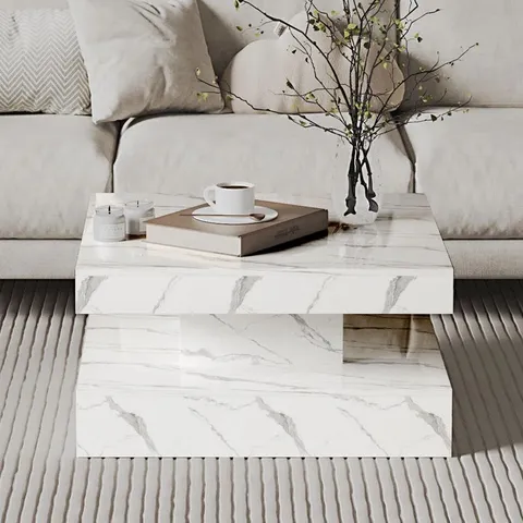 BOXED CHARVEZ SOLID COFFEE TABLE WITH 16 COLOURS LED LIGHTS 78×78CM