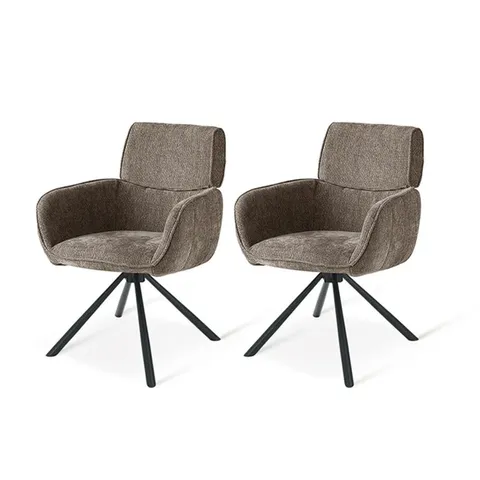 BOXED ELARA SWIVEL CHAIRS [SET OF 2] [DARK BROWN]