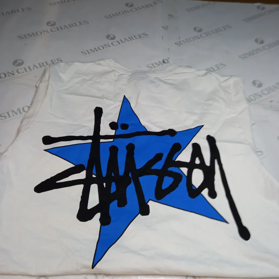 WHITE STUSSY T-SHIRT SIZE S 