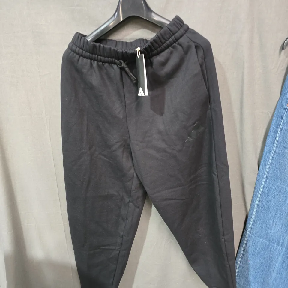 ADIDAS BLACK JOGGERS – DRAWSTRING WAIST UK SMALL