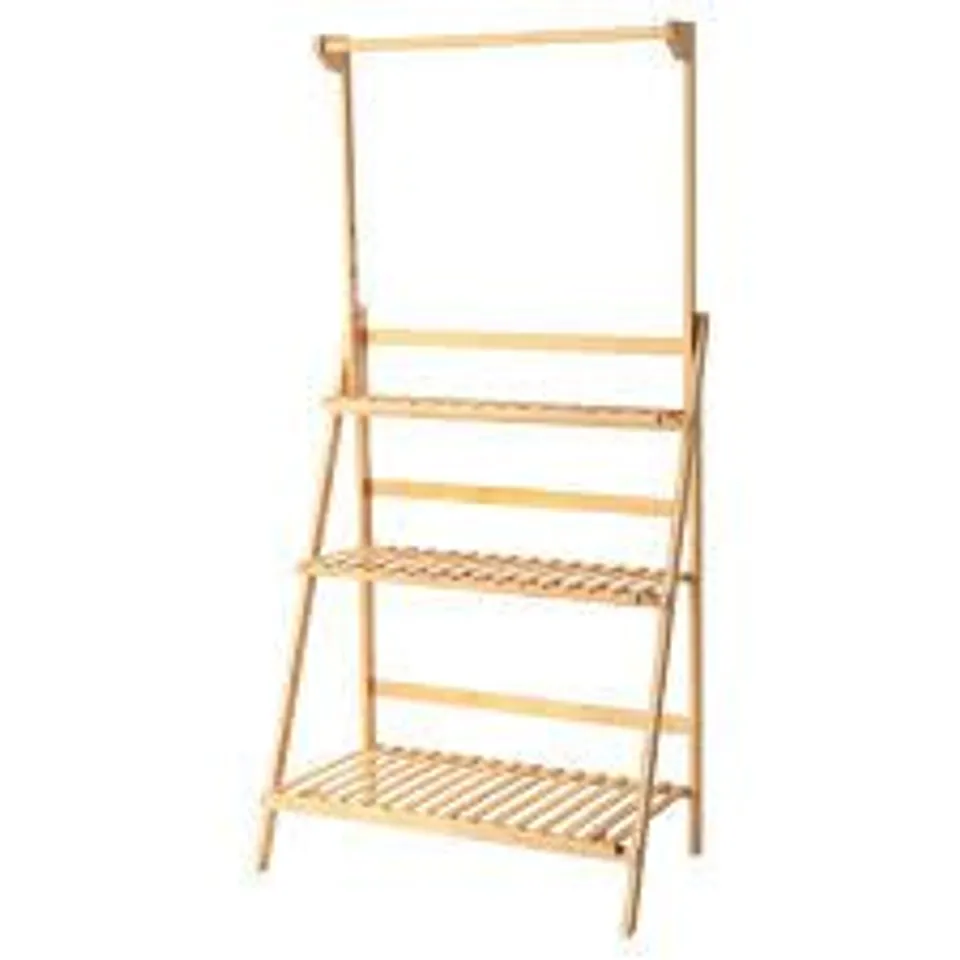 BOXED NEO 3 TIER FOLDABLE BAMBOO PLANT STAND WITH HANGING HOOK