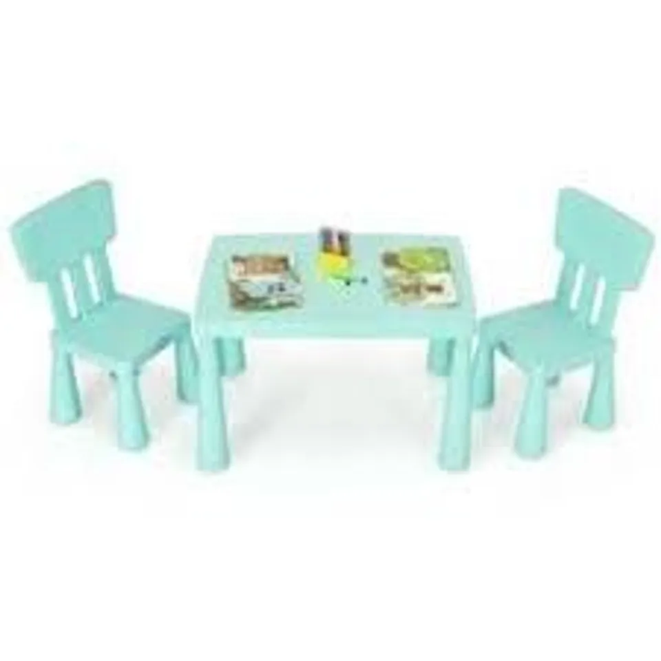 BOXED 3-PIECE TODDLER MULTI ACTIVITY PLAY DINING STUDY KIDS TABLE AND CHAIR SET - GREEN