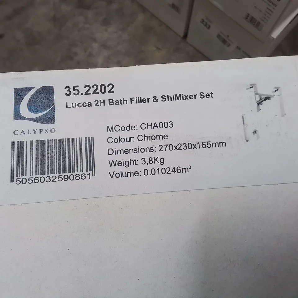 BOXED CALYPSO LUCCA 2H BATH FILLER AND SHOWER MIXER SET IN CHROME - 270X230X165MM