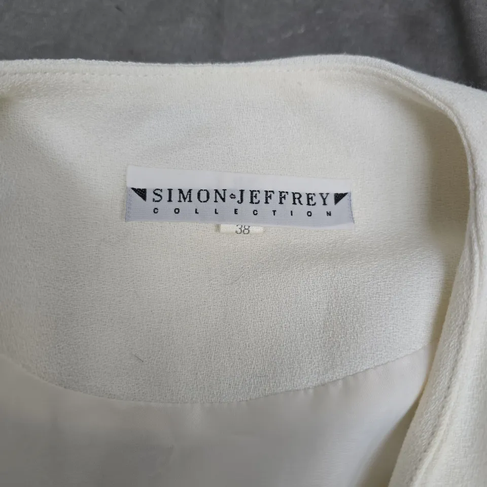 SIMON JEFFREY COLLECTION WHITE DOUBLE-BREASTED COAT DRESS, UK 10 (EU 38)