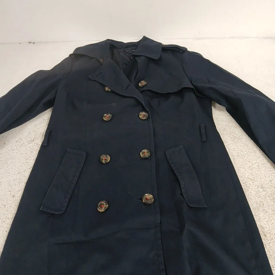 TOMMY HILFIGER NAVY DOUBLE-BREASTED COAT – SIZE M