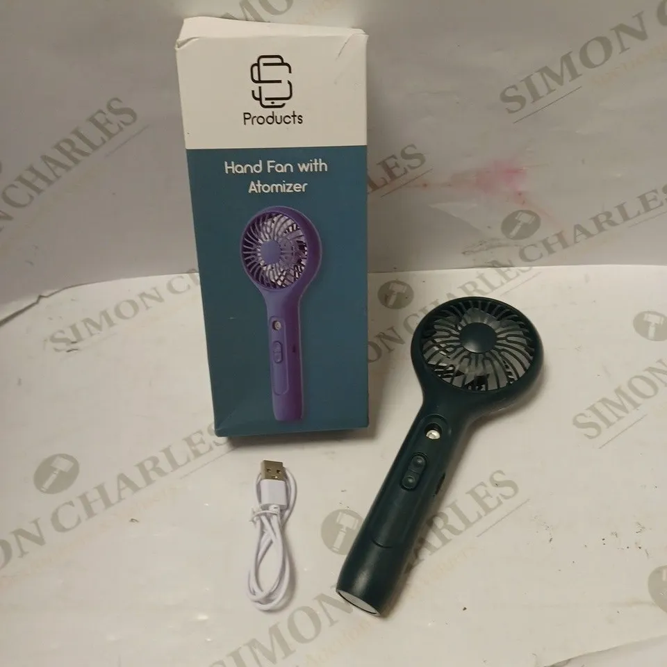 BOXED HAND FAN WITH ATOMIZER AND USB CABLE