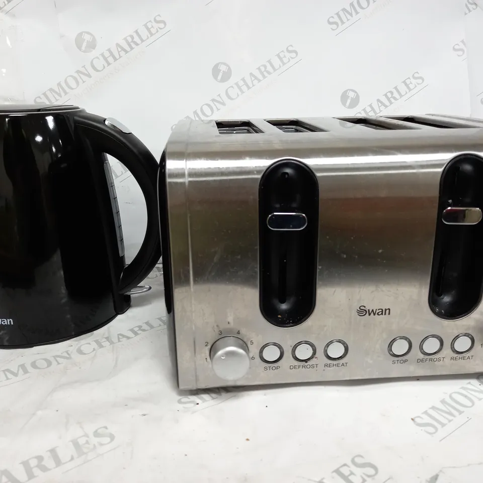 SWAN KETTLE & TOASTER 4-SLICE TWIN PACK - BLACK RRP £49