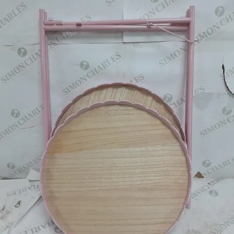 BOXED GEORGE HOME SCALLOP EFFECT TRAY SIDE TABLE IN LIGHT PINK
