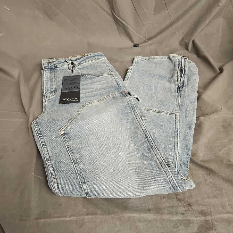 NVLTY VINTAGE ESSENTIAL CARPENTER ZIPPER JEANS IN BLUE SIZE W30