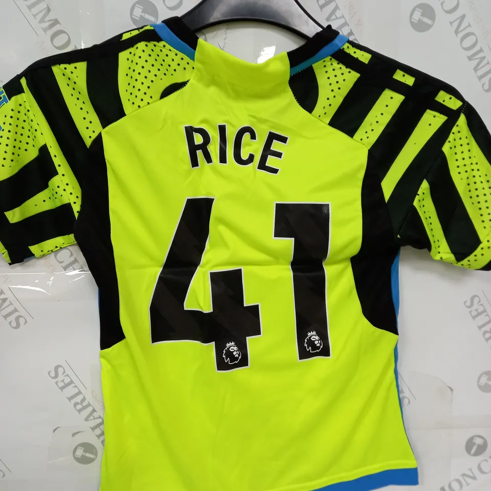 ARSENAL FC AWAY KIT WITH RICE 41 SIZE 18