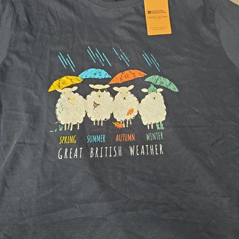 MOUNTAIN WAREHOUSE GREAT BRITISH WEATHER GRAPHIC SHORT SLEEVE T-SHIRT IN NAVY SIZE XL